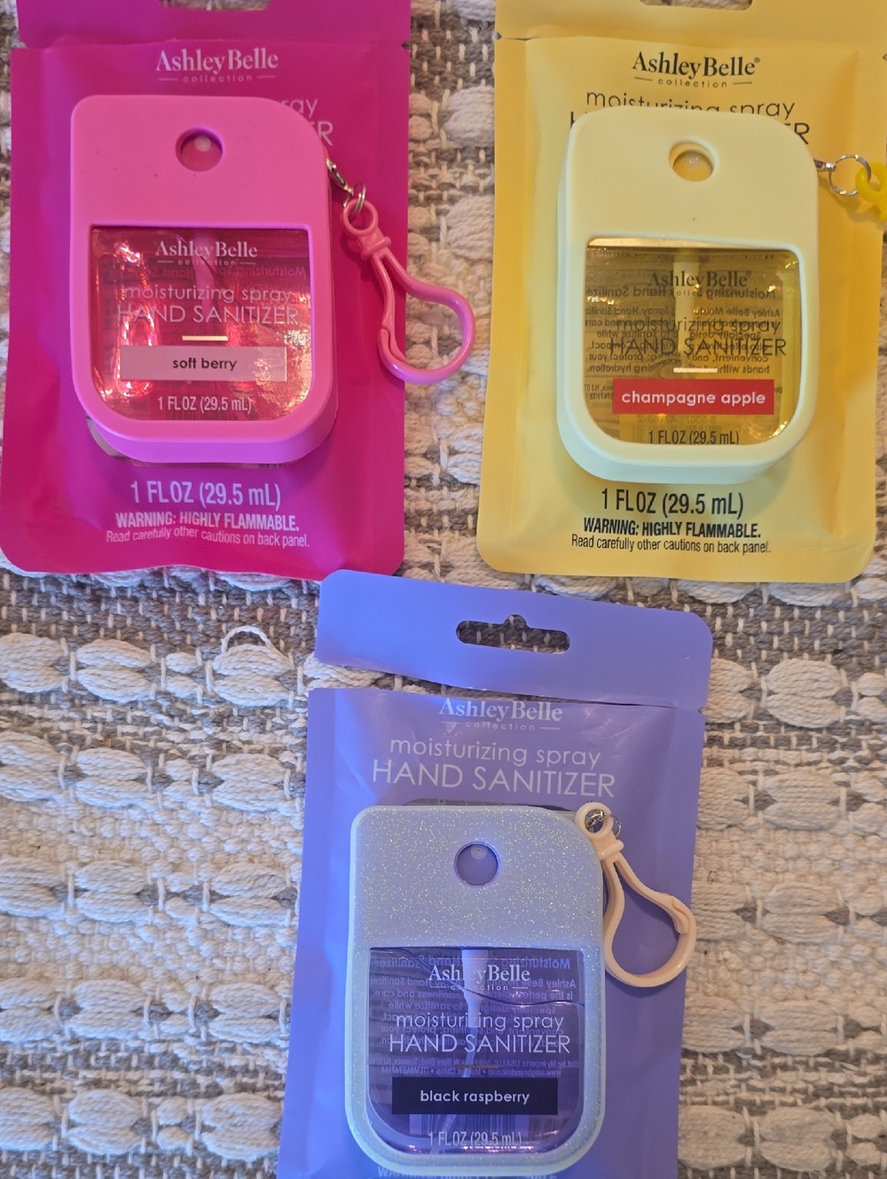Moisturizing Spray Hand Sanitizer Trio — Pink, Yellow, Lavender
